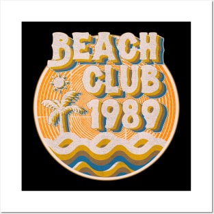 vintage retro beach club 70s 1989 with spirale orange Posters and Art